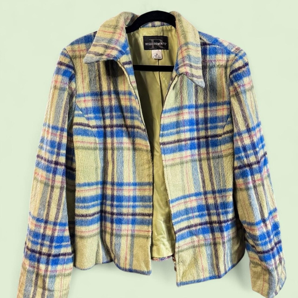 Requirements Plaid Teddy Jacket - Blue and Cream